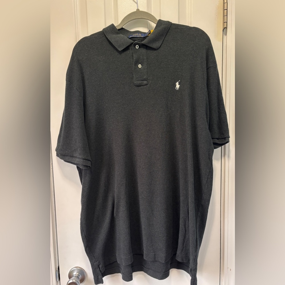 Ralph Lauren Men's Ss Soft Touch Solid Polo in Dark Grey Size XL